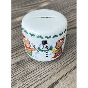 vintage Christmas coin bank bears and snowmen Excellent Condition